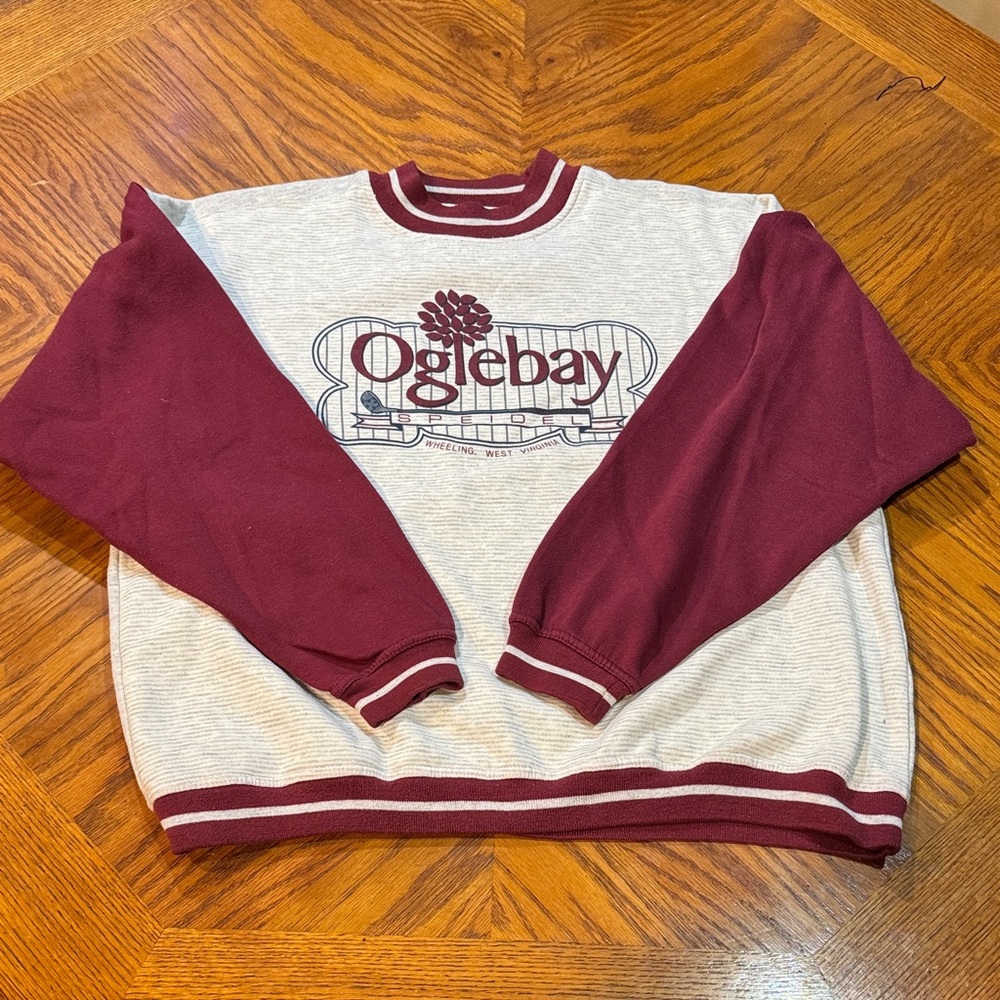 Vintage Maroon and Gray Crewneck Sweater